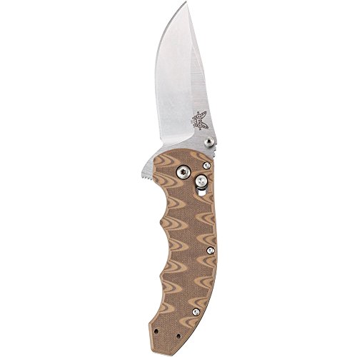 Benchmade - AXIS Flipper 300 Knife, Plain Drop-Point, Satin Finish, Sand Handle Benchmade - AXIS Flipper 300 Knife, Plain Drop-Point, Satin Finish, Sand Handle