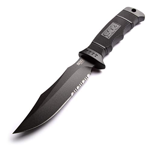 SOG Fixed Blade Knives - Seal Pup Tactical Knife Survival Knife and Hunting Knife w/ 4.75 Inch Blade and MOLLE Knife Sheath & GRN Grip (M37N-CP) SOG Fixed Blade Knives - Seal Pup Tactical Knife Survival Knife and Hunting Knife w/ 4.75 Inch Blade and MOLLE Knife Sheath & GRN Grip (M37N-CP)