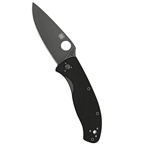 Spyderco Tenacious Folding Knife - Black G-10 Handle with PlainEdge, Full-Flat Grind, 8Cr13MoV Steel Black Blade and LinerLock - C122GBBKP Spyderco Tenacious Folding Knife - Black G-10 Handle with PlainEdge, Full-Flat Grind, 8Cr13MoV Steel Black Blade and LinerLock - C122GBBKP