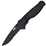SOG Folding Knife Flash II Pocket Knife, Spring Assisted Knife w/ 3.5 Inch Black TiNi Half Serrated Edge Knife Blade & Tactical Knife Grip (TFSA98-CP)