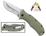 Off-Grid Knives - OG-220S - Rapid Fire Camping & Hunting Folding EDC Knife, Cryo Japanese AUS8 Combo Blade with Tough & Grippy Fiberglass Reinforced Nylon (FRN) Handle & All-Position Mounting Clip