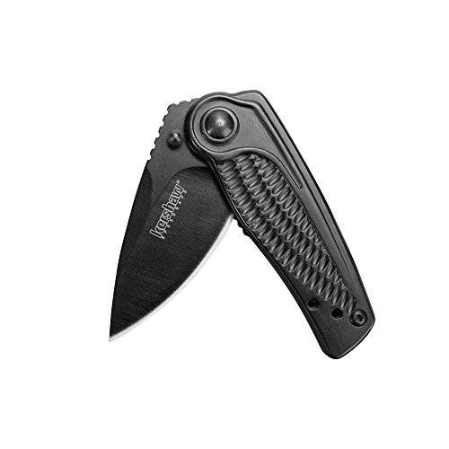 Kershaw Spoke (1313BLK); Pocket Knife with 2-In. Steel Blade and All Steel Handle, Both with Black-Oxide Finish; SpeedSafe Assisted Opening, Flipper, Secure Liner Lock, Reversible Pocketclip; 3.1 OZ. Kershaw Spoke (1313BLK); Pocket Knife with 2-In. Steel Blade and All Steel Handle, Both with Black-Oxide Finish; SpeedSafe Assisted Opening, Flipper, Secure Liner Lock, Reversible Pocketclip; 3.1 OZ.