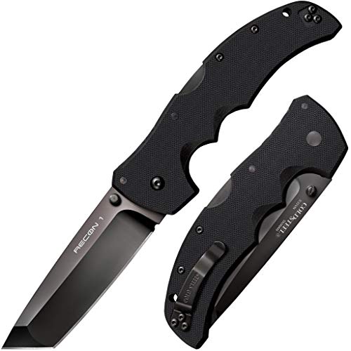Cold Steel Recon 1 Series Tactical Folding Knife with Tri-Ad Lock and Pocket Clip - Made with Premium CPM-S35VN Steel, Tanto Plain Edge Cold Steel Recon 1 Series Tactical Folding Knife with Tri-Ad Lock and Pocket Clip - Made with Premium CPM-S35VN Steel, Tanto Plain Edge