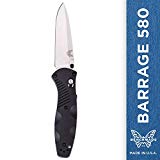Benchmade - Barrage 580 Knife, Drop-Point Blade, Plain Edge, Satin Finish, Black Handle
