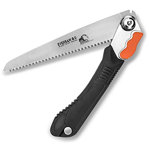 Folding Hand Saw Wood Saw Multi -Purpose 8" Triple Cut Carbon Steel Blade - Premium Folding Saw w/Gear Lock for Security - Ergonomic No-Slip Handle - Rugged Strength & Durability for Camping, Hiking