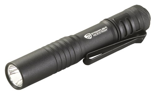 Streamlight MicroStream Ultra-compact Aluminum body with AAA alkaline battery, 3.5 Inch - 1.04 oz - 45 Lumens - 66318,Black
