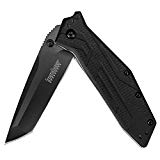 Kershaw Brawler (1990) Folding Pocket Knife with 3” Back-Oxide Finished High-Performance 8Cr13MoV Steel Blade; Black Glass-Filled Nylon Handle Scales with Reversible 4-Position Pocketclip; 3.9 oz.