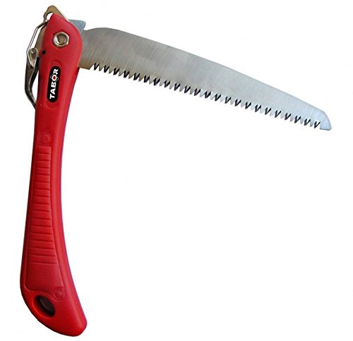 TABOR TOOLS Folding Saw with 8 Inch Straight Blade and Solid Grip Handle, Hand Saw for Pruning Trees, Trimming Branches, Camping, Clearing Forest Trails. T6. (Straight Blade 8 Inch) 