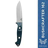 Benchmade - Bushcrafter 162 Fixed Outdoor Survival Knife Made in USA with Leather Sheath and D-Ring, Drop-Point Blade, Plain Edge, Satin Finish, Green and Red Handle