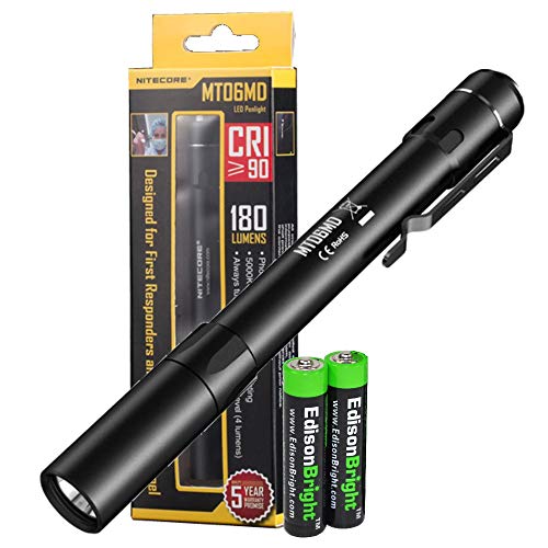 EdisonBright Nitecore MT06MD 180 Lumen Pen-Type LED Flashlight with 2 X AAA Batteries Bundle for Medical Professionals EdisonBright Nitecore MT06MD 180 Lumen Pen-Type LED Flashlight with 2 X AAA Batteries Bundle for Medical Professionals