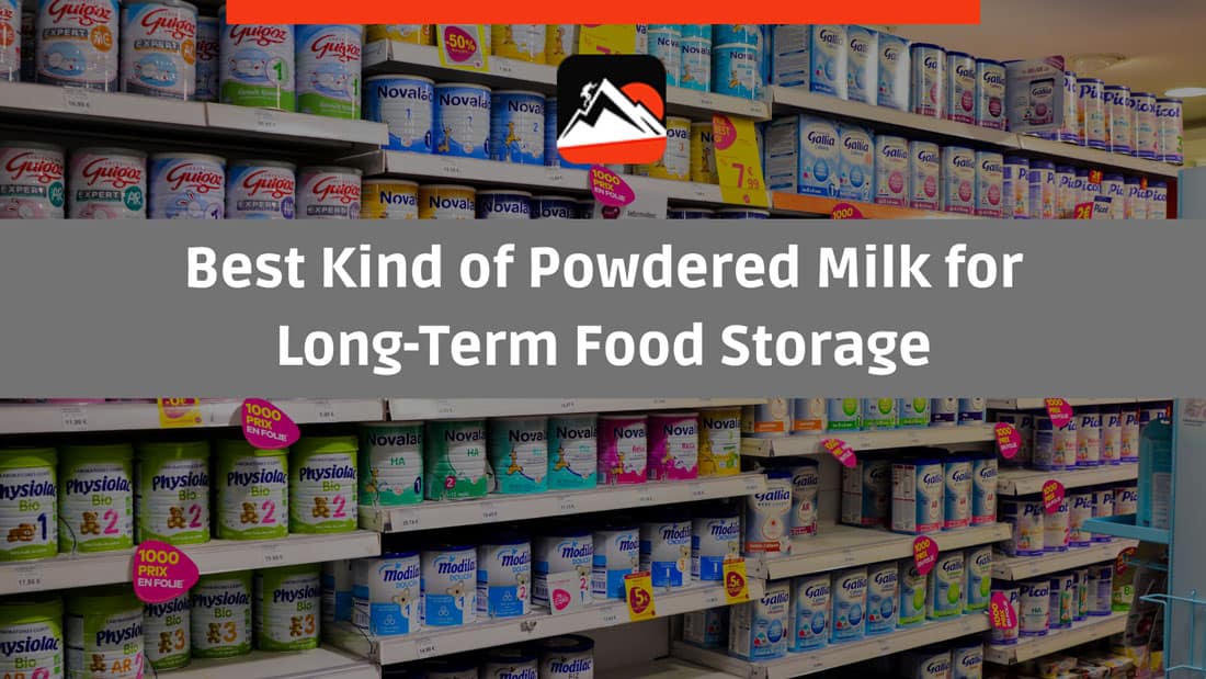 Different brands of powdered milk on the supermarket's shelfs. 